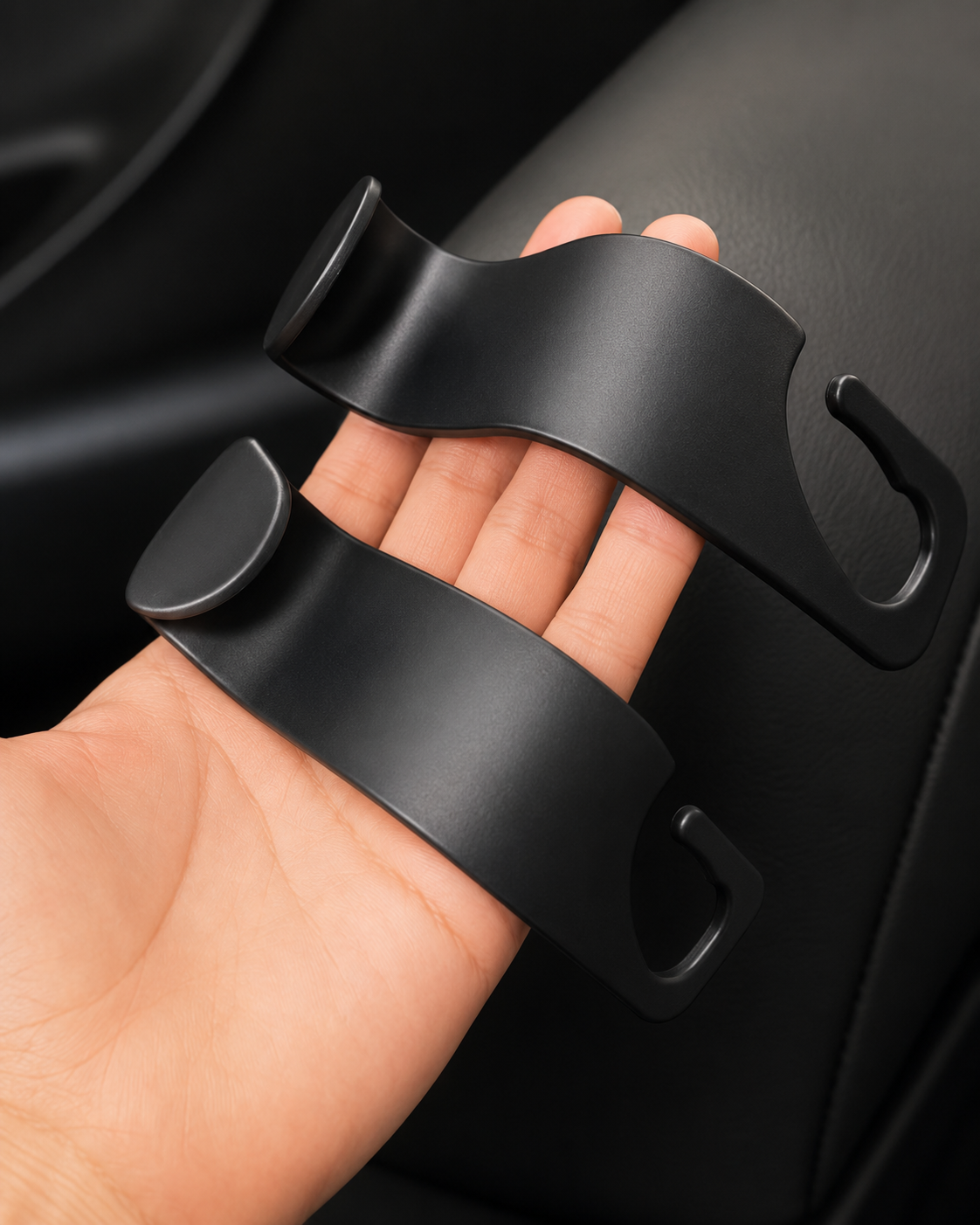 Black car headrest hook accessory